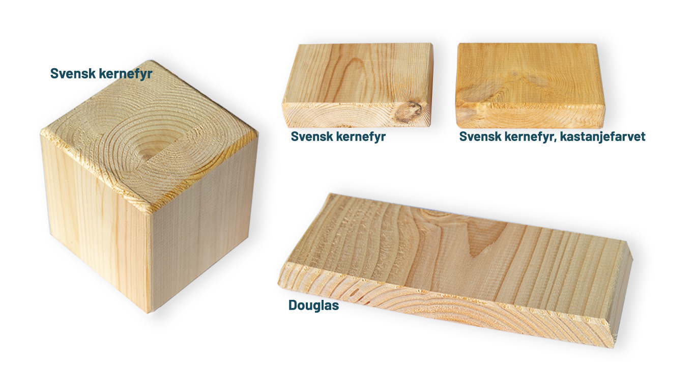 Swedish heartwood pine and douglas